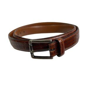 Trafalgar Brown Land Lizard Leather Belt Size 38 Handmade In Italy